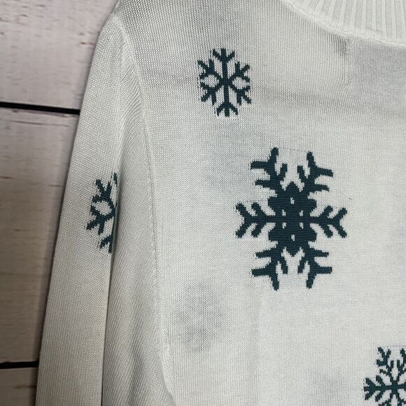Old Ranch Sweater Womens Large 1/3 Zip White Snowflake Mock Neck Knit‎ Pullover - Picture 8 of 10